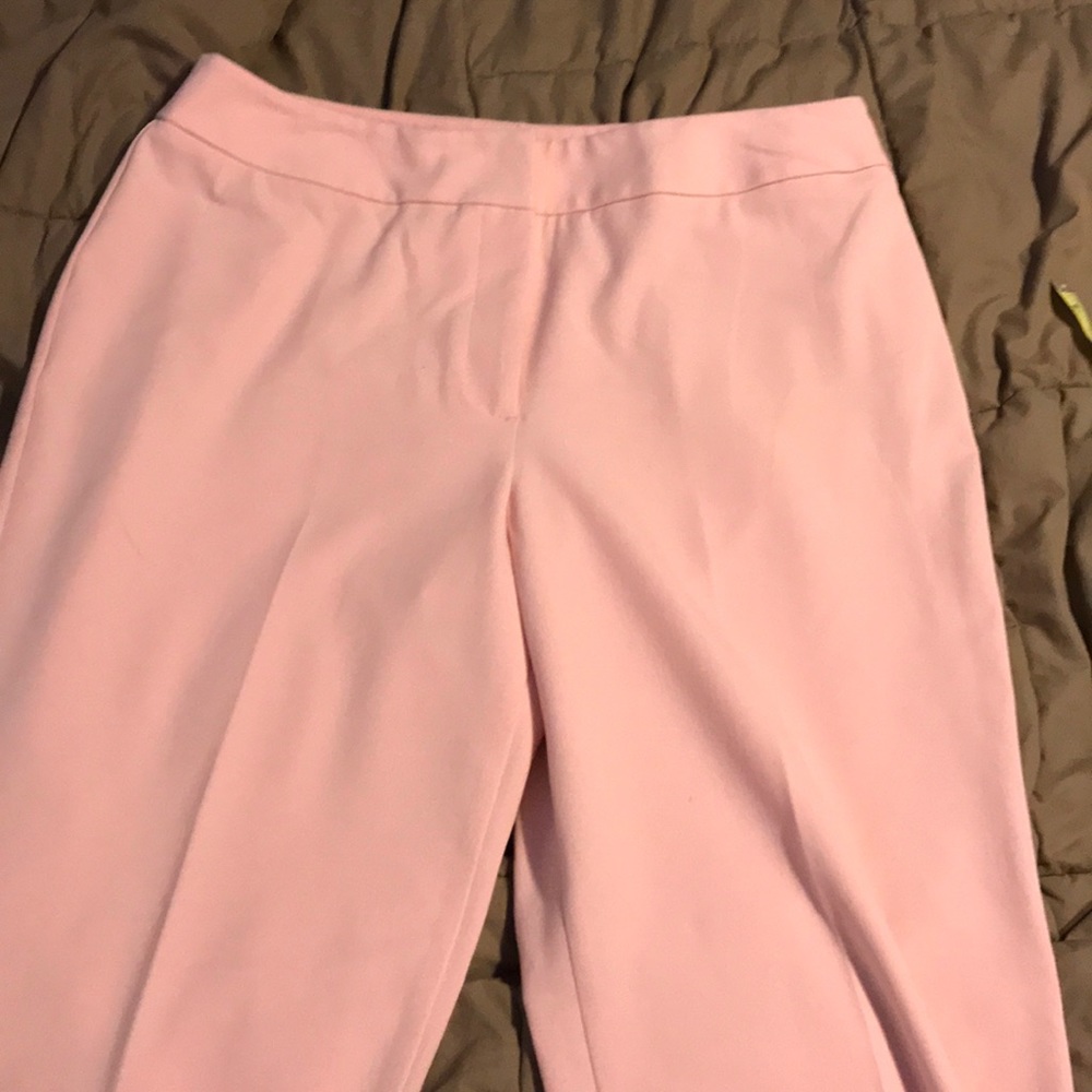 Pink flat front trousers